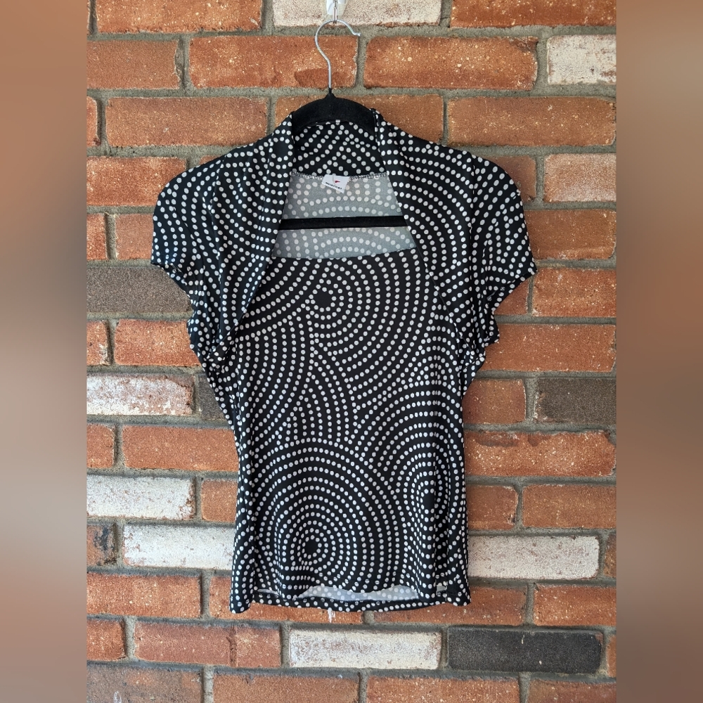 Vintage stretchy black white polka dot Size M runs small